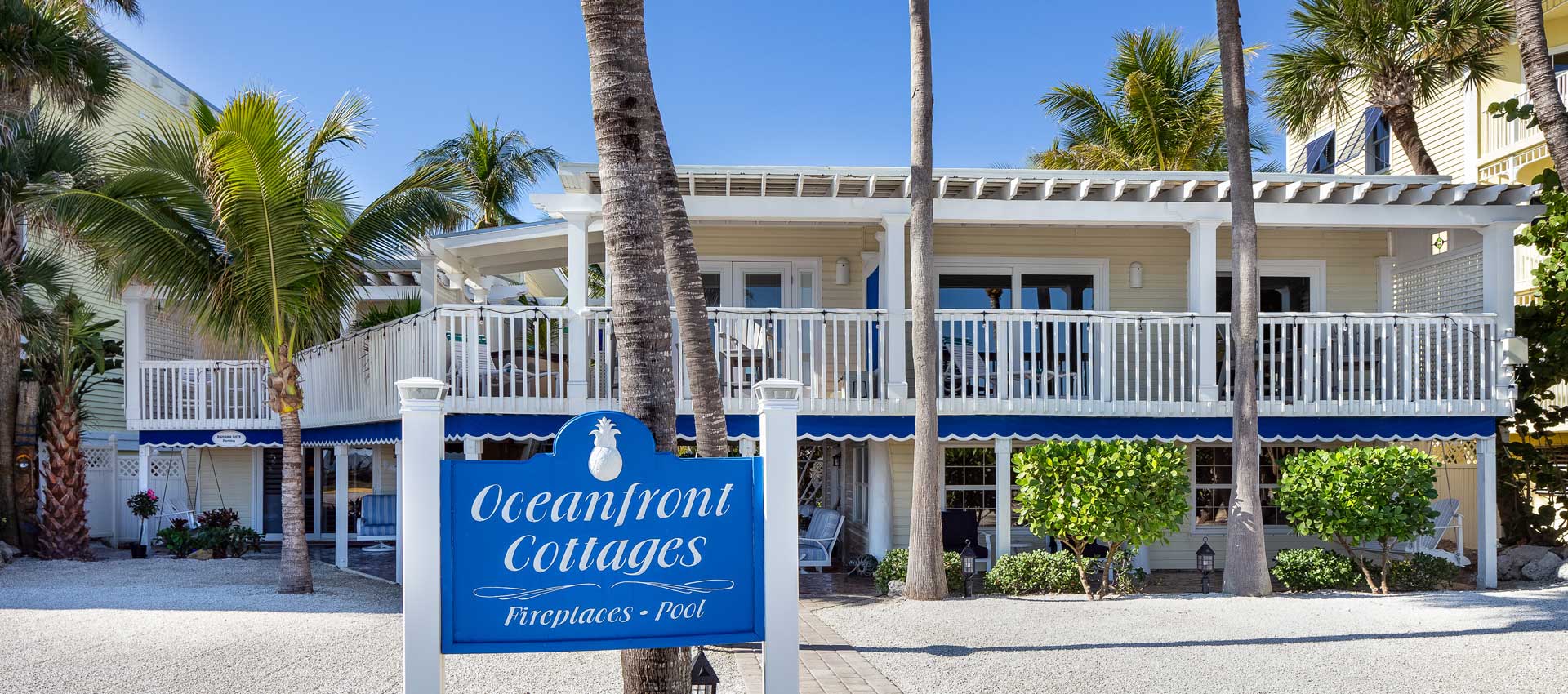 Welcome sign at Oceanfront Cottages