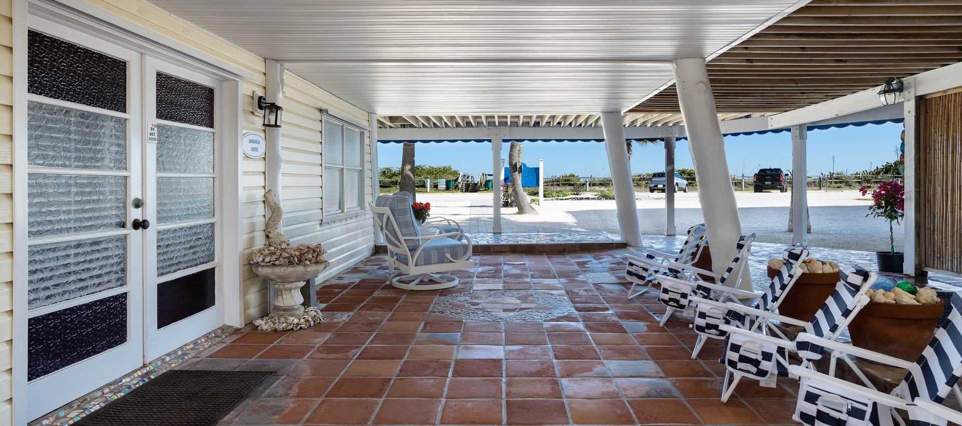 the Jamaica Suite Outdoor patio with beach view