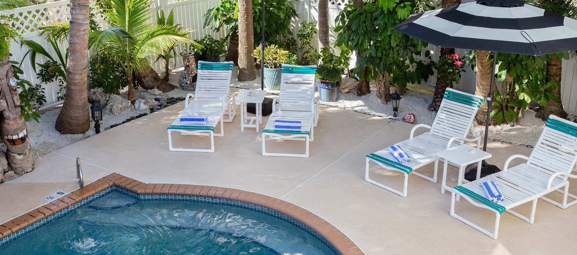 Poolside deck chairs ready for a swim